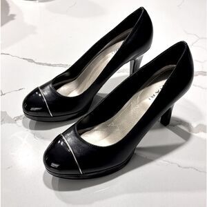 Tahari | Women’s Black Platform Contrast Leather Pump ‘Laurie’